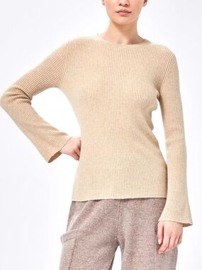 Flared Sleeves DEMYLEE New York Azir cashmere sweater Oatmeal SMALL
